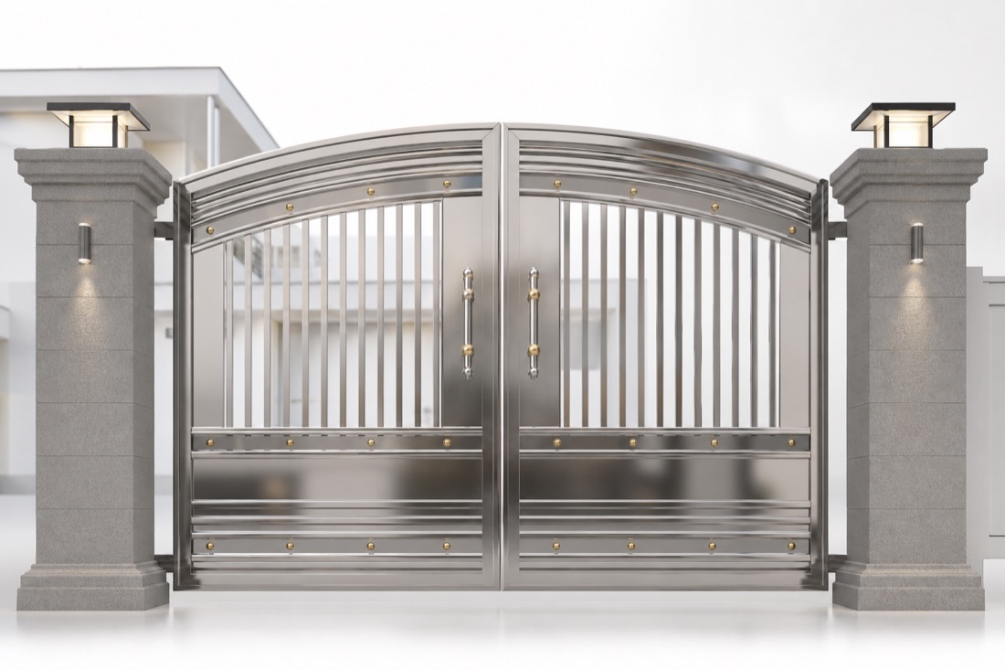 Polished stainless steel safety gate