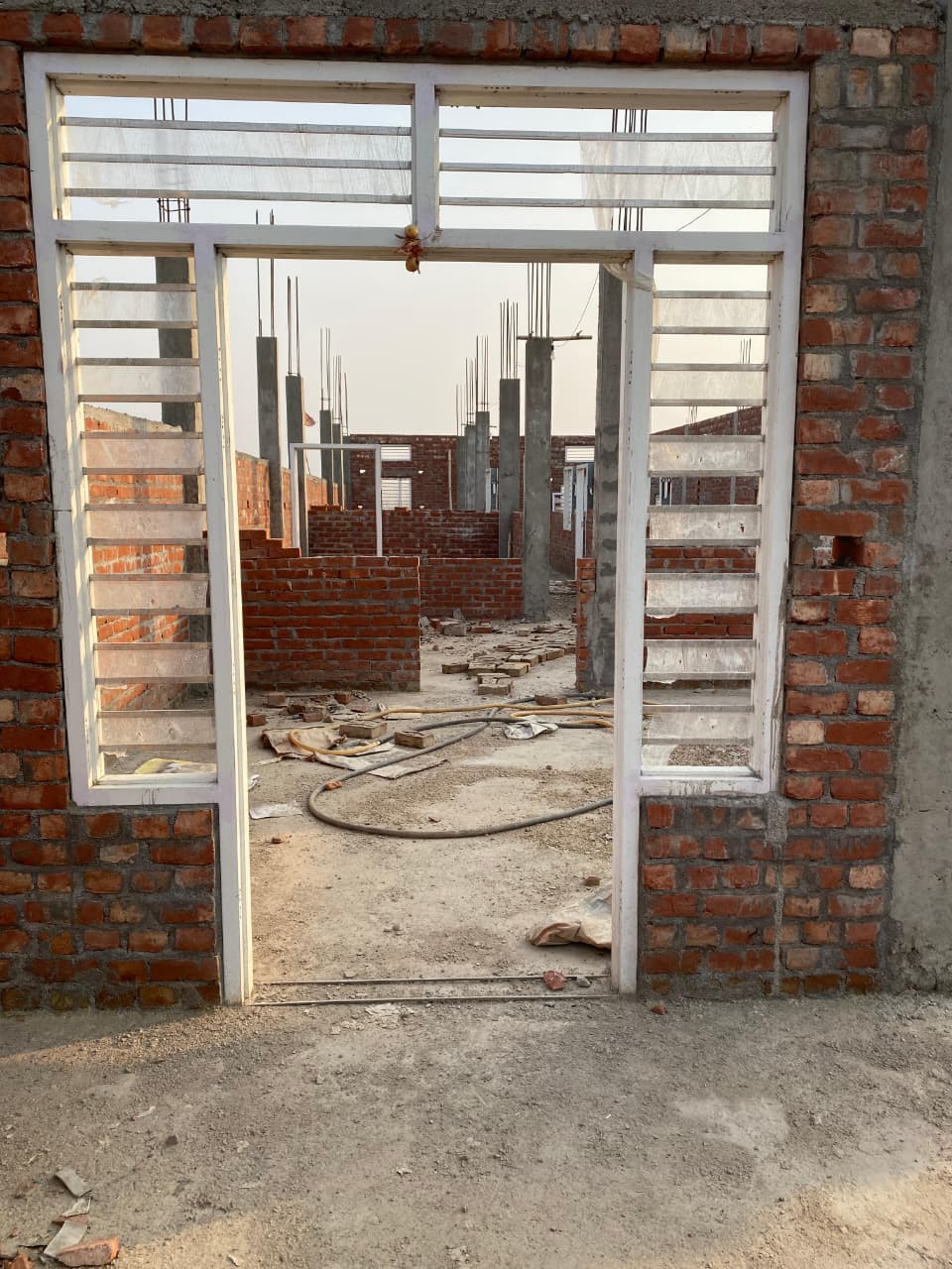 Japanese sheet steel door chaukhat installed in doorway